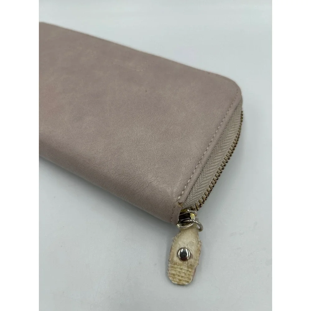 FUNTOR Amor Pour Toujours Dusty Rose Zip‎ Around Long Wallet Vegan Leather Gold